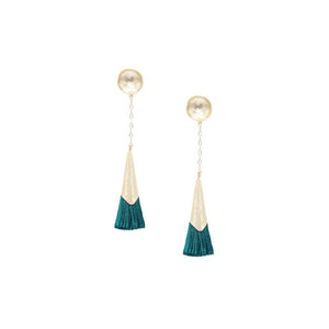 Emerald Plume Tassel Earrings - Kicheko Goods