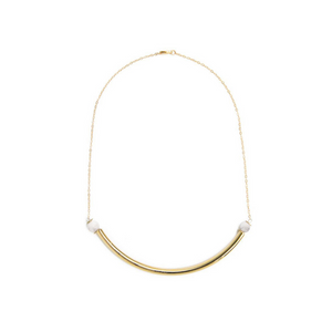 Beaded Brass Arc Gold-Filled Necklace