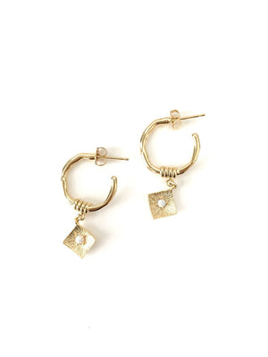 Eyes for You Opal and Gold-plate Brass Hoop Earrings
