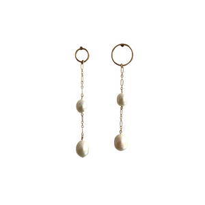 Asymmetrical Hoop Pearl Drops