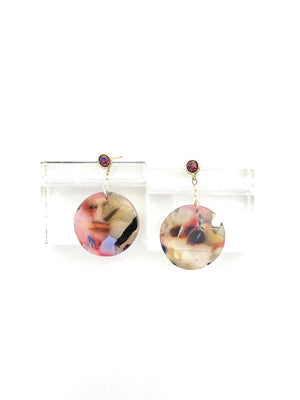 Violet Opal Cosmic Dot, Opal and Acetate Drop Earrings